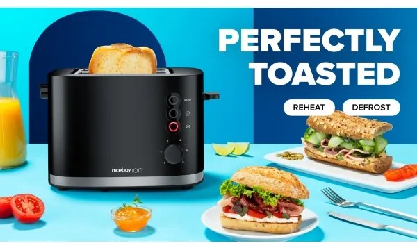 Prăjitor de pâine cu două fante și accesoriu Niceboy ION Cruncher C3 870W/230V negru