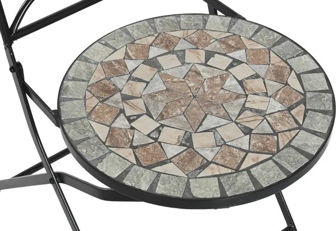 Scaun de exterior din fier forjat, cu design mozaic ceramic, stil mediteraneean, "Tesera"
