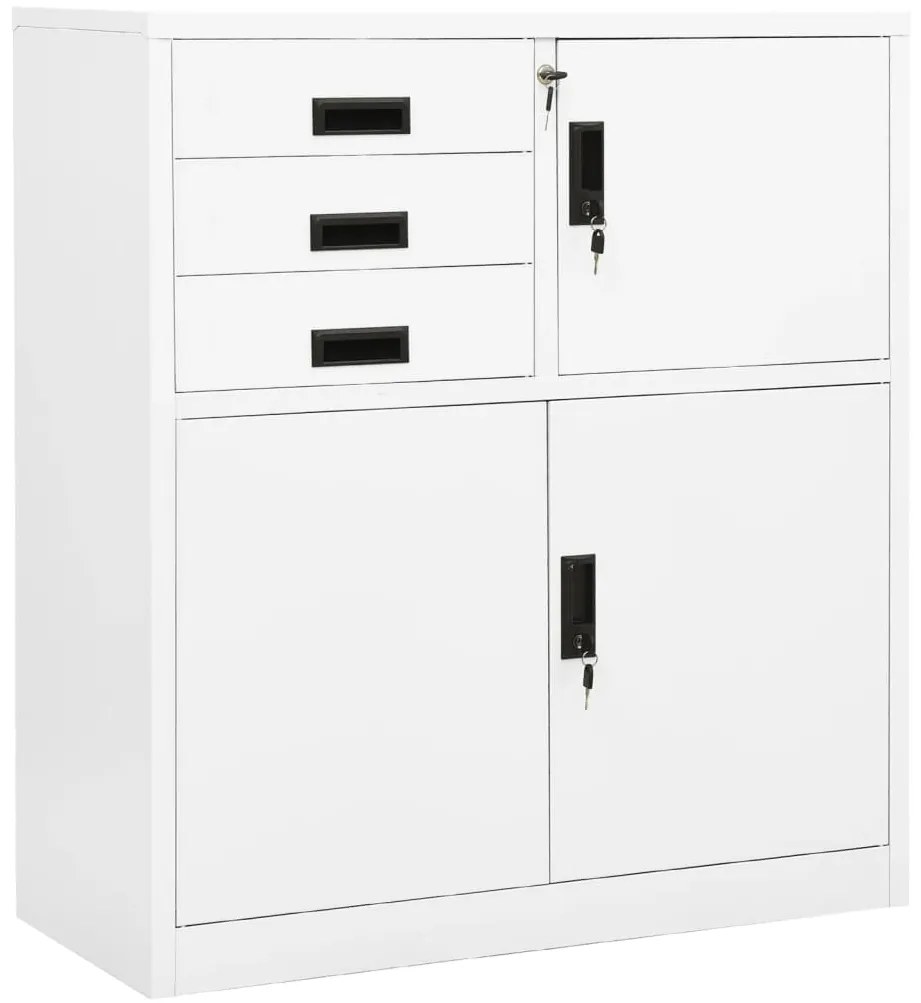 vidaXL Dulap de birou, alb, 90x40x102 cm, oțel