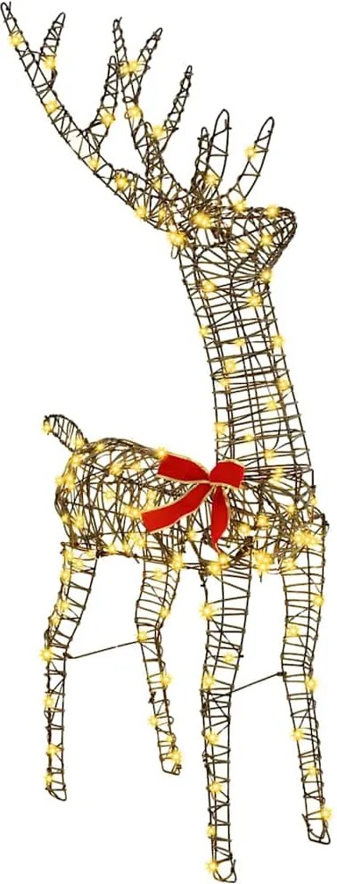 vidaXL Ren 3D cu 140 LED Alb cald 70 x 41 x 128 cm Ratan