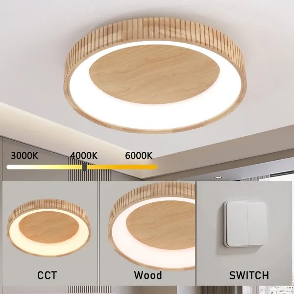 Brilagi - Plafonieră LED FALCON WOOD MODERN, 40 W, 230 V, Ø 60 cm, lemn
