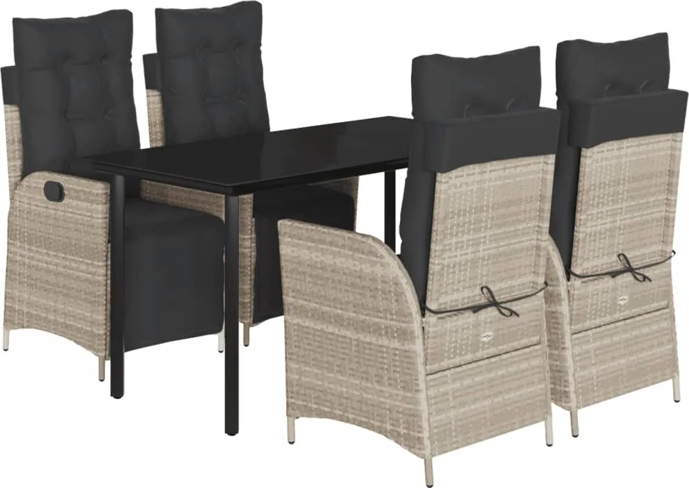 vidaXL Set mobilier de grădină cu perne, 5 piese gri deschis poliratan