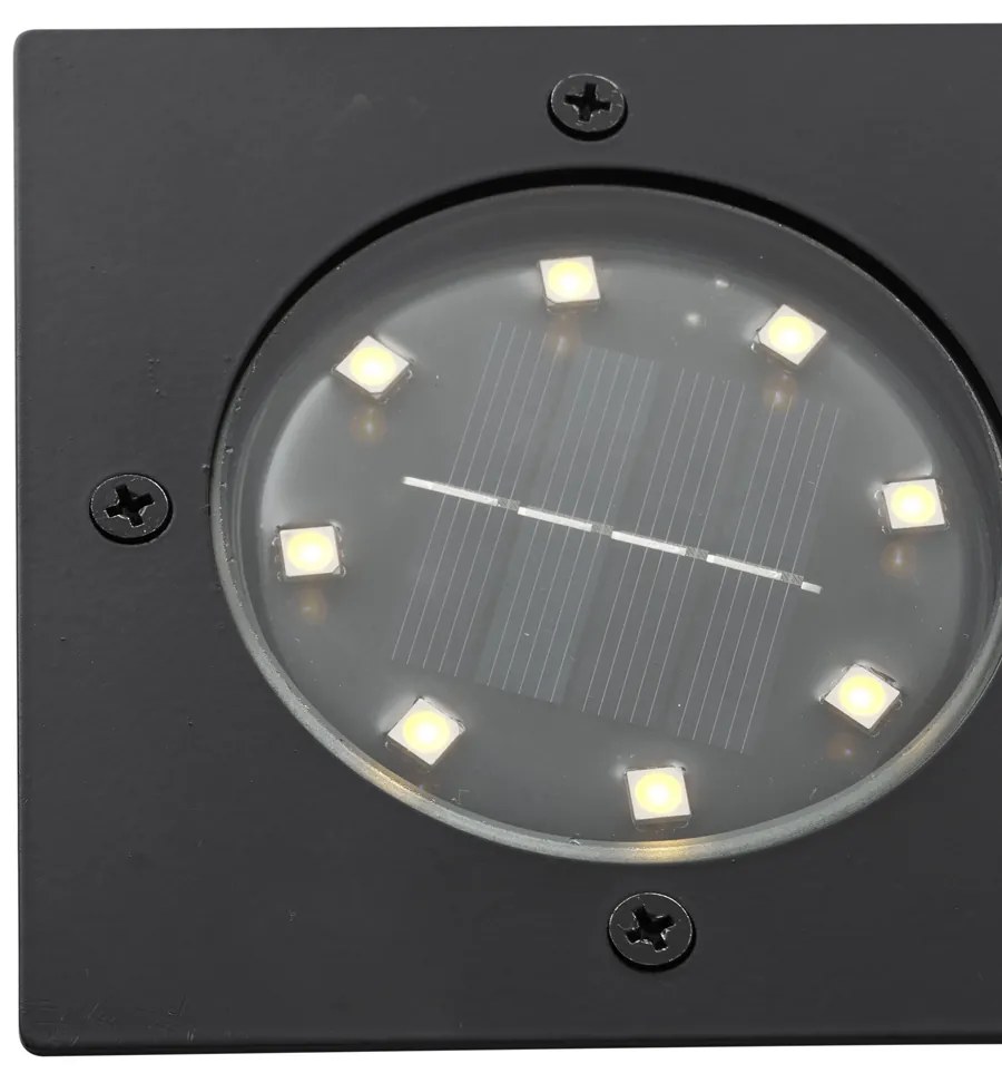Set de 6 spoturi de sol pătrate negre Inclusiv LED IP65 Solar - Terry