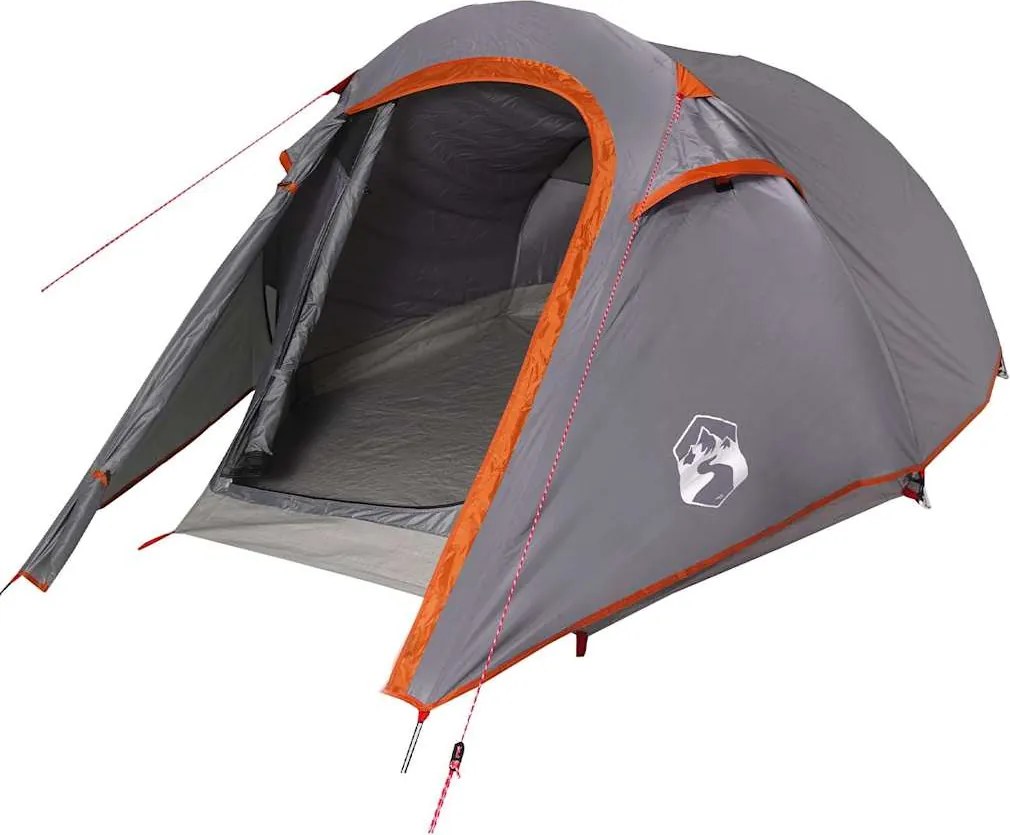 vidaXL Cort de camping tunel 2 persoane, gri/portocaliu, impermeabil