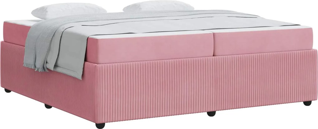 vidaXL Cadru de pat cu saltea Roz 200 x 200 cm țesătură