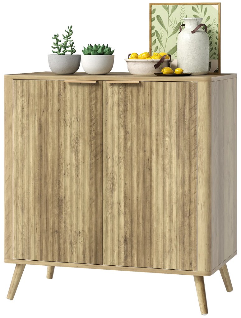 HOMCOM Bufet sufragerie mobilier de depozitare cu dulap cu 2 uși și raft reglabil, 77 x 40 x 81 cm, aspect lemn | Aosom Romania