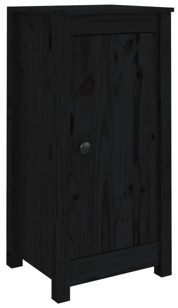 Servante, 2 buc., negru, 40x35x80 cm, lemn masiv de pin 2, Negru, Dulap lateral cu 1 usa