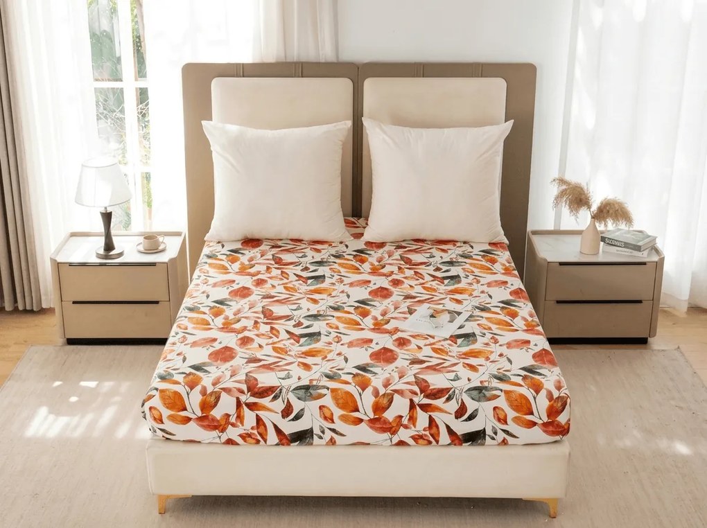 Cearsaf din microfibra AUTUMN LEAVES colorat 90x200 cm