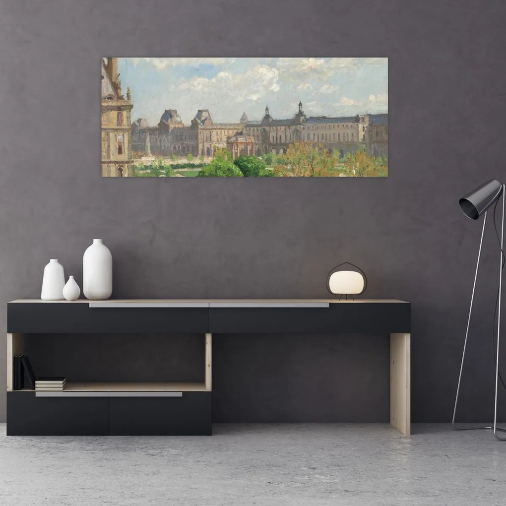 Tablou - Camille Pissarro, Place du Carrousel, Paris, reproducere (120x50 cm)