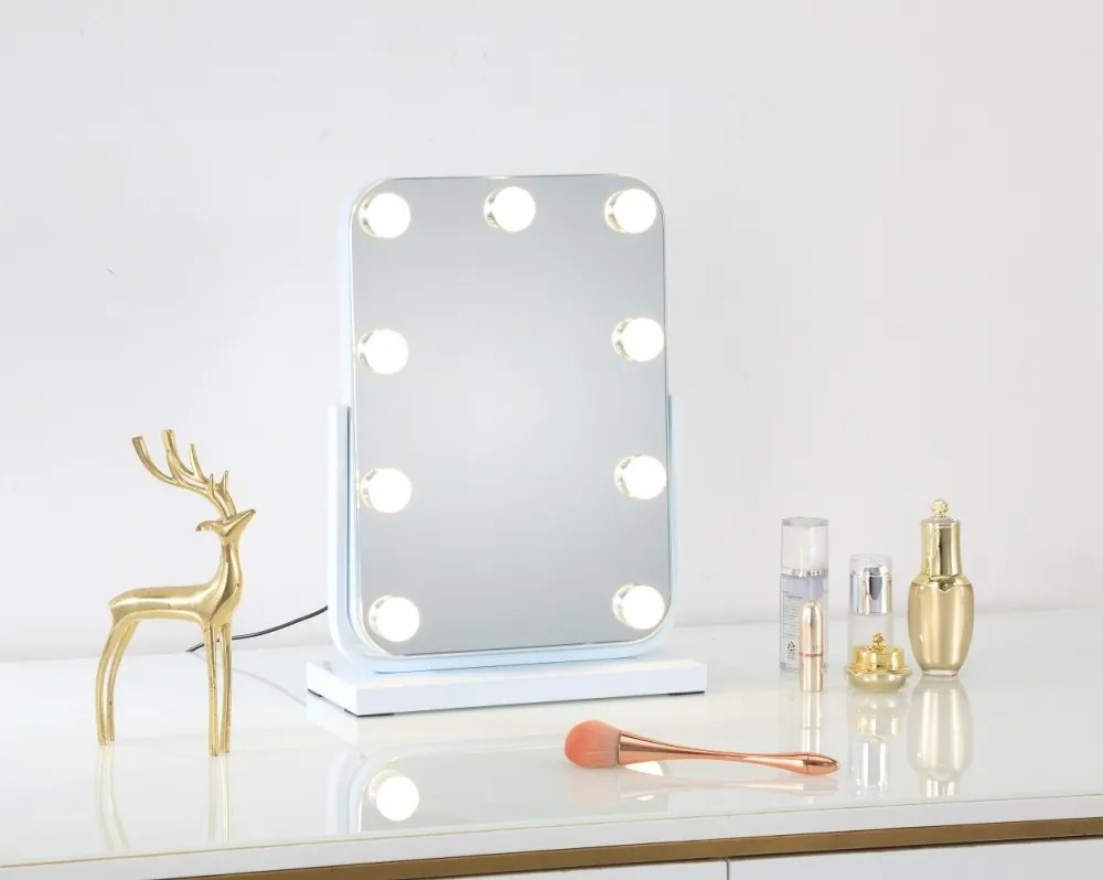 Oglindă cosmetică, sistem iluminare LED cu 3 culori, Senzor Tactil, Luminozitate Reglabilă, Alb, GLAM 3040