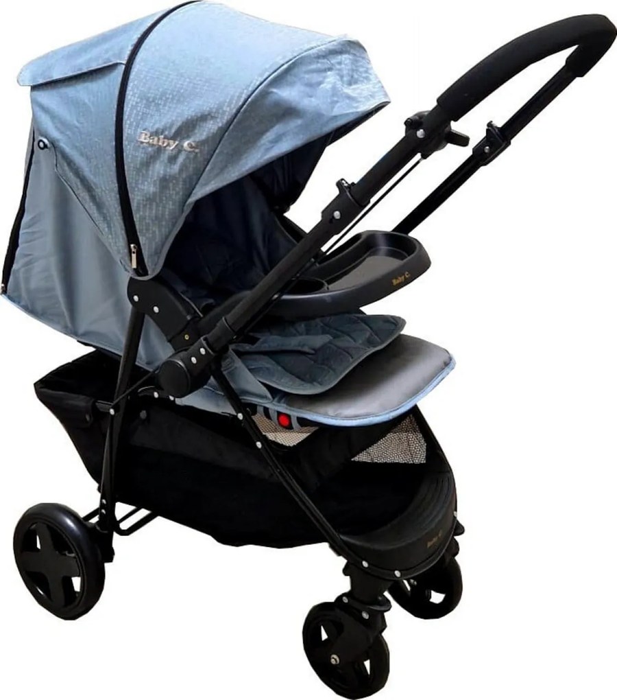 Carucior nou nascuti 2 in 1 BABY CARE™ PRO SK10, Maner reversibil, Spatar reglabil in 3 trepte, Frana picior,Pliabil , Turquoise