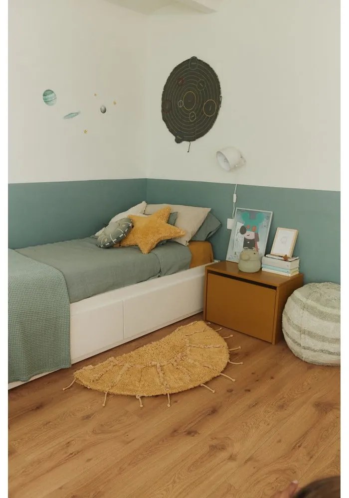 Covor galben muștar lavabil, țesut manual, rotund, din bumbac ø 100 cm Solar Multishape – Lorena Canals