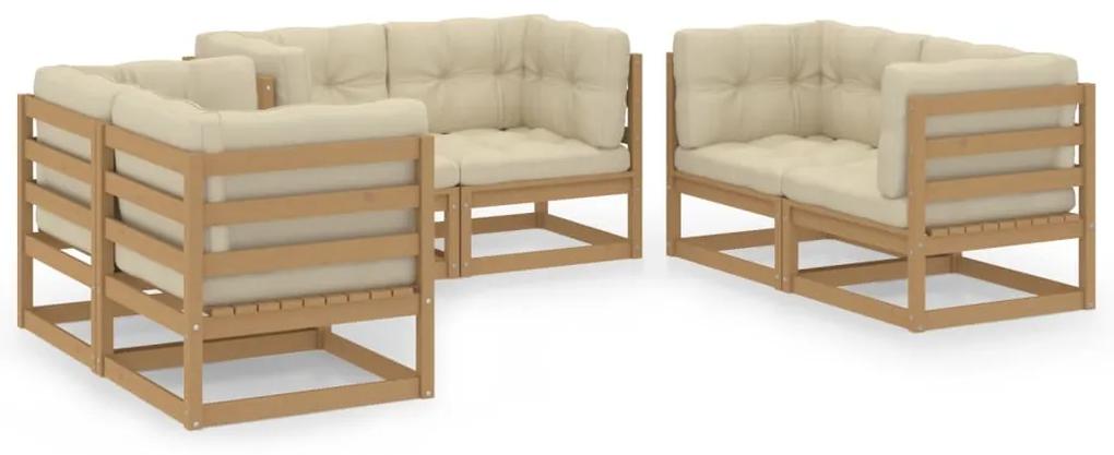 3076492 vidaXL Set mobilier de grădină cu perne, 6 piese, lemn masiv de pin