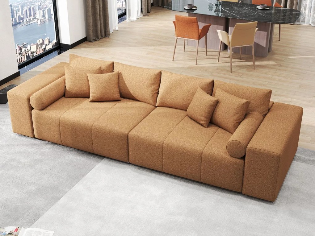Canapea extensibilă dumonde cu ladă de depozitare si sezut confortabil din spuma high-density, Marbela Enjoy Mango XXL 295x100 cm