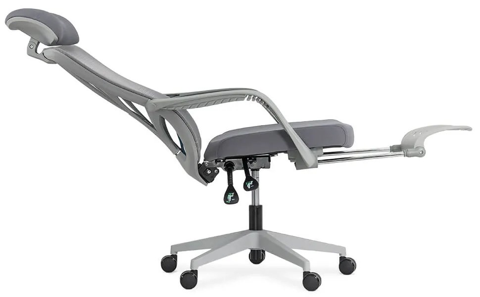 Scaun ergonomic SYYT 9512 gri, spătar rabatabil și suport picioare