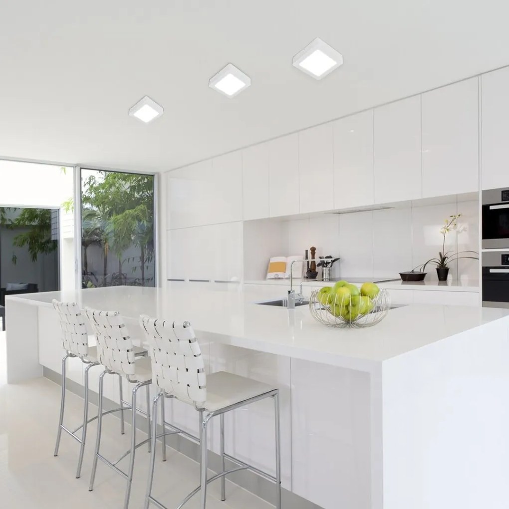 Plafoniera LED design modern Shaun alb 22x22cm