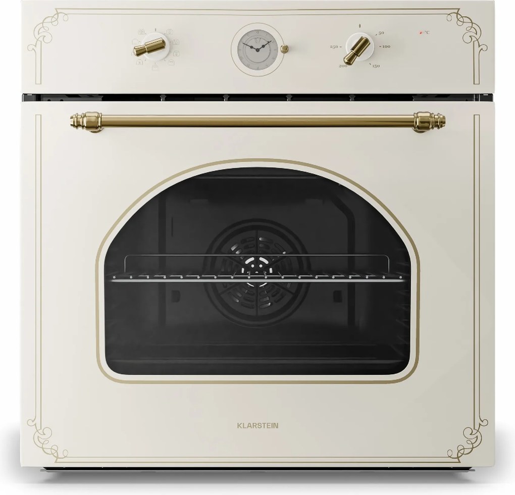 Klarstein Victoria, cuptor încorporat design retro 9 funcții, 50-250 ° C fildeș
