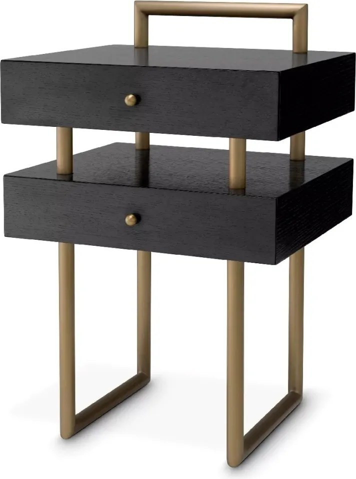 Masuta laterala design LUX Bedini alama periata/ stejar maro