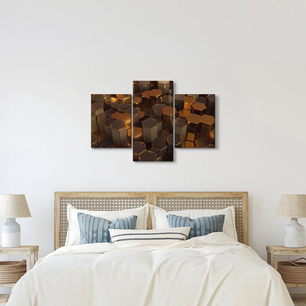 Tablou - Hexagoane de bronz (90x60 cm)