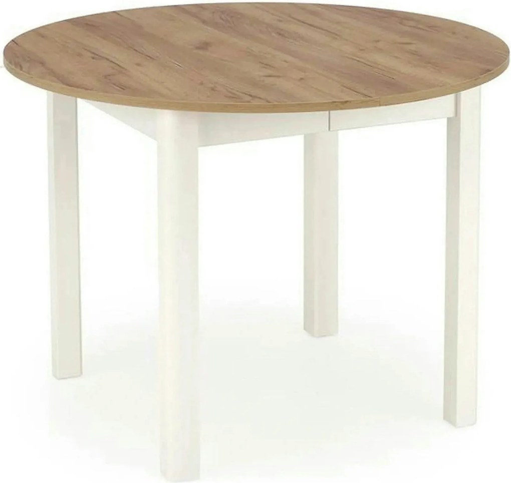 Masa bucatarie rotunda RINGO, stejar/alb, PAL furniruit, 102/142x102x7