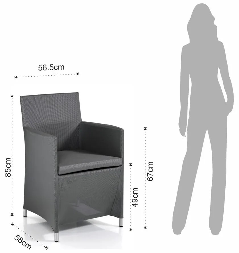 Scaun de grădină gri din metal Bali - Tomasucci