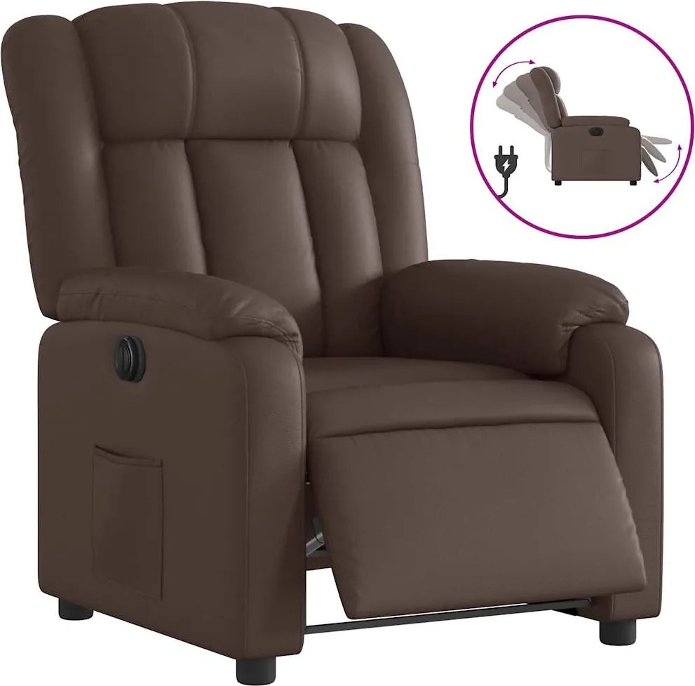 vidaXL Fotoliu rabatabil electric, maro, piele ecologică