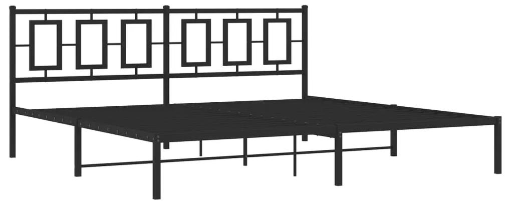 374248 vidaXL Cadru de pat metalic cu tăblie, negru, 200x200 cm