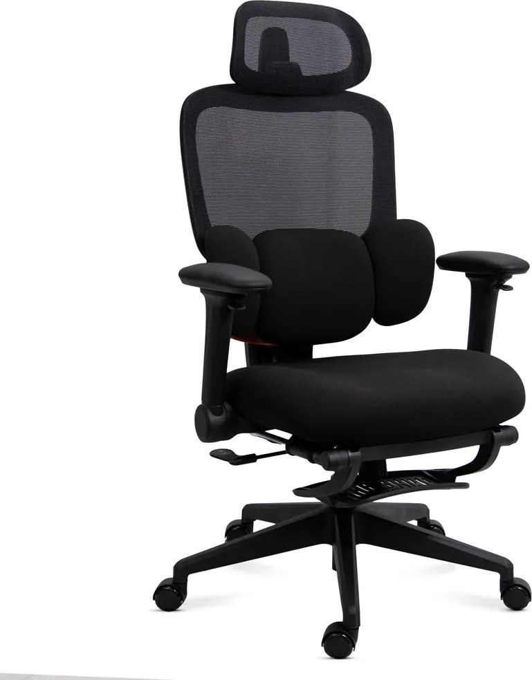 Scaun ergonomic din mesh cu suport lombar reglabil și suport pentru picioare SYYT 9523 negru