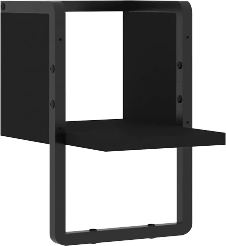 vidaXL Raft de perete cu bare, negru, 20x25x30 cm