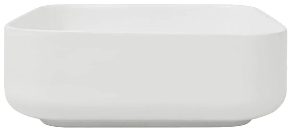 Chiuveta de baie din ceramica, patrata, 38 x 38 x 13,5 cm, alb