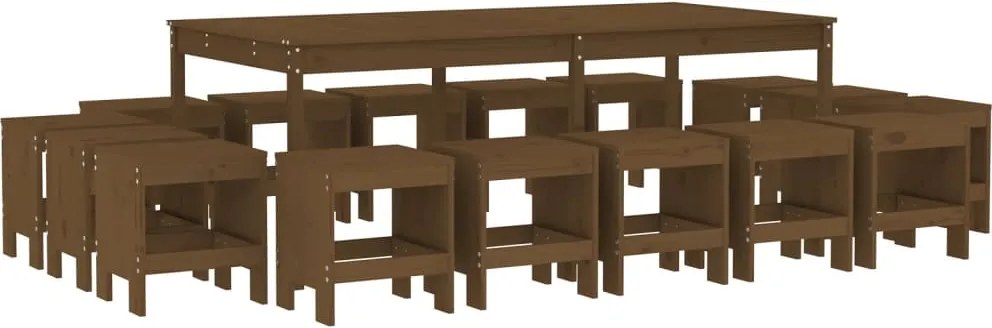 vidaXL Set mobilier de grădină, 17 piese, maro miere, lemn masiv pin