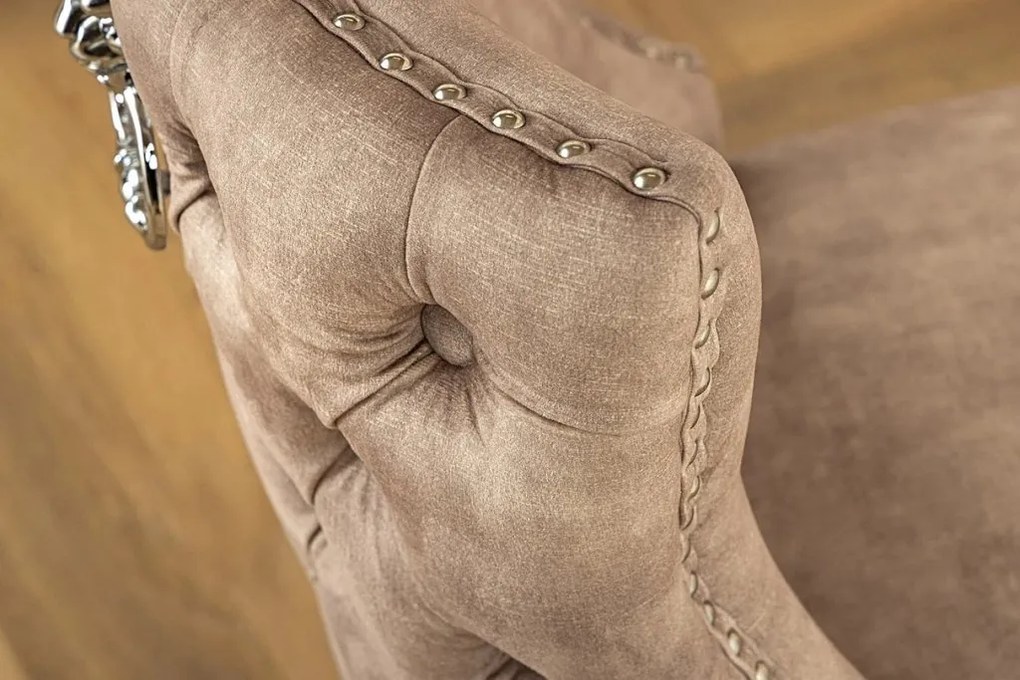 Set 2 scaune Stil Baroc, Catifea, Bej, Lemn, Negru, CASTLE DELUXE