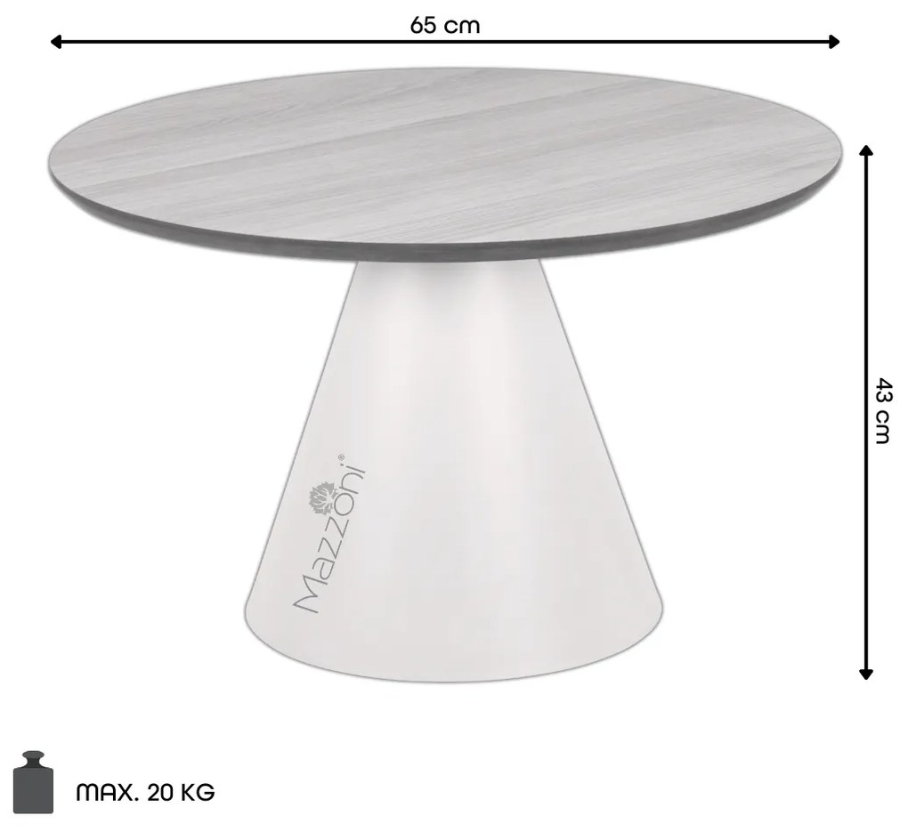 MAZZONI EXPORT BOSCO Stejar natural/picior bej (Cașmir) - MASĂ DE CAFEA ROTUNDĂ 65 cm MASĂ DE CAFEA PENTRU SUFRAGERIE FURNIR