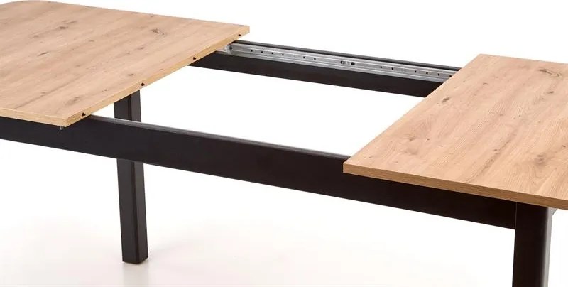 Masă de sufragerie Fabian (stejar artisan + negru). 1038742