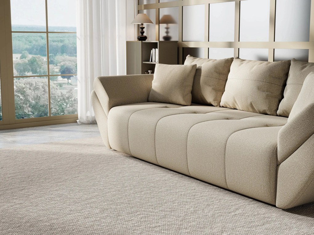 Canapea extensibilă dumonde cu ladă de depozitare si sezut confortabil din spuma high-density, Berlin Enjoy Camel 250x100 cm