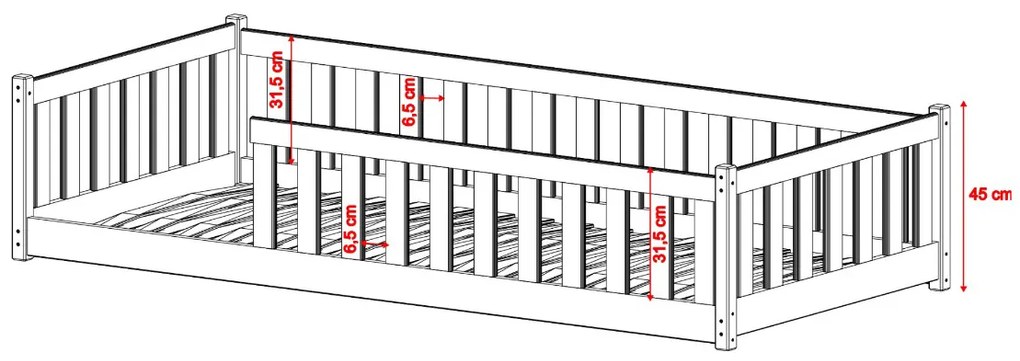 Pat pentru copii 80x180 cm Belaccino (pin) (cu somieră). 1096184