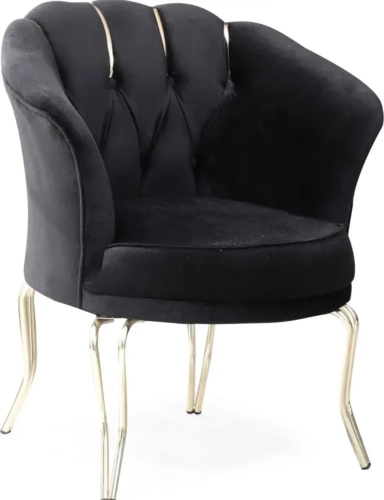 Fotoliu Viena, scaun, negru-auriu, picioare metal auriu, Homs