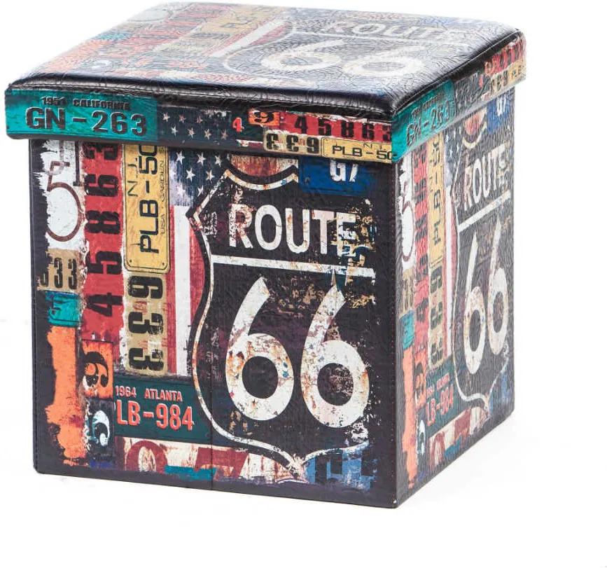 Taburet Design Route 66, multicolor, 38x38x37.5 cm
