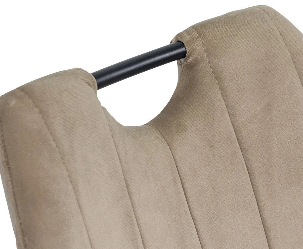 Scaun living bej din catifea cu cadru metalic si spatar ergonomic BUC 204