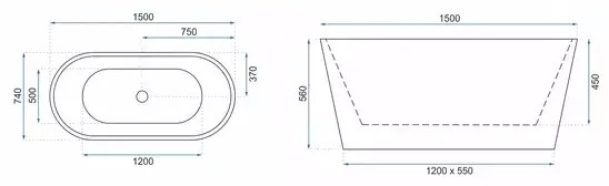 Cada freestanding Rea Milano 150x75 cm alb lucios