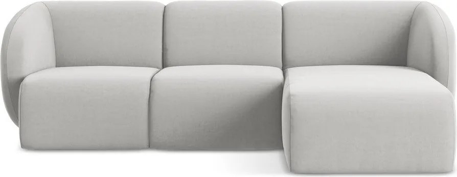 Colțar gri deschis cu tapițerie din catifea (cu colț pe partea dreaptă/cu șezlong) Lani – Makamii