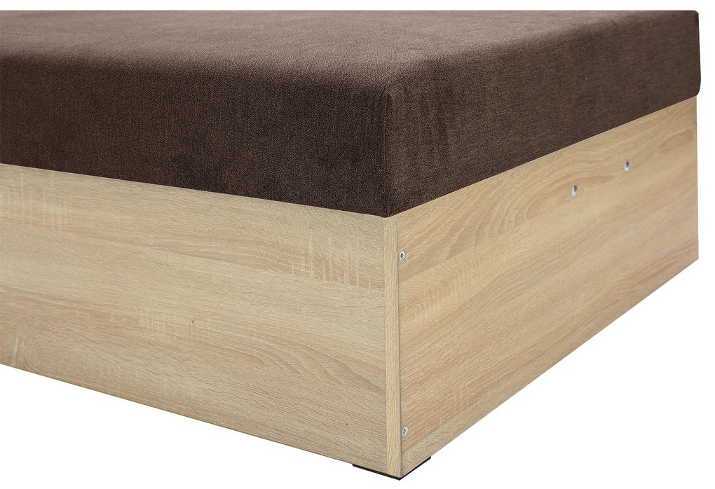Pat de o persoană (canapea) 85 cm Idona (maro) (cu somieră și saltea) (cu sp. depozitare). 1098587