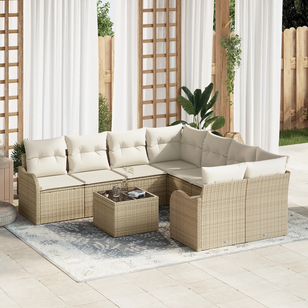 vidaXL Set de canapele pentru grădină 9 pcs Bej 55 x 55 x 37 cm