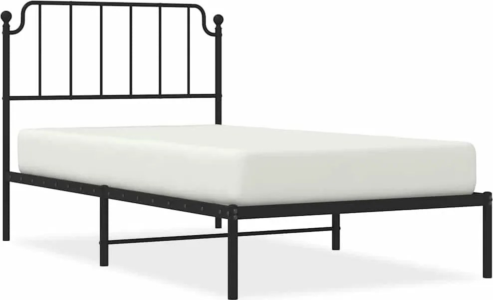 vidaXL Cadru de pat din metal cu tăblie, negru, 100x200 cm