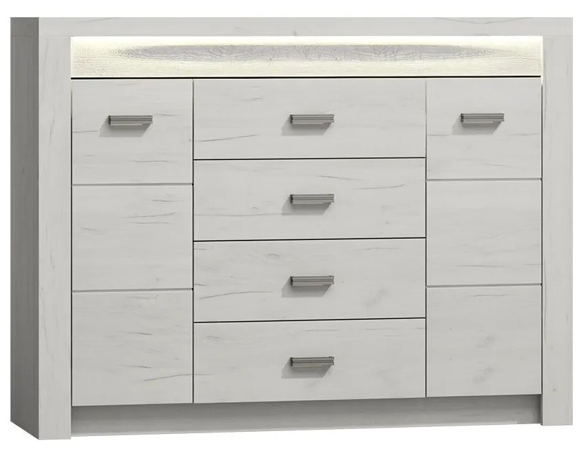 Comodă combinată Nadenas N7 (arin închis) (iluminat LED Alb deschis). 1058230