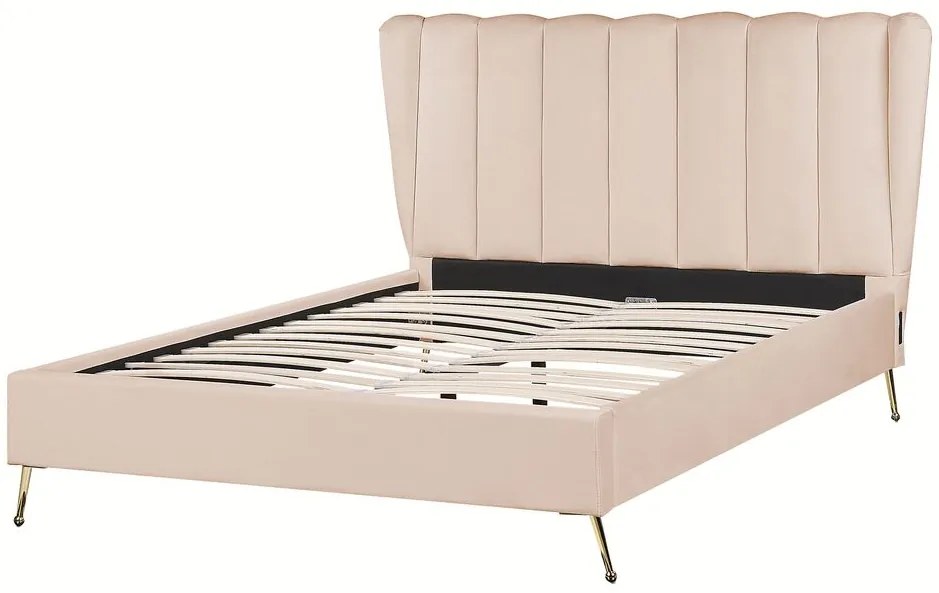 Pat matrimonial 140 cm Mirabell (bej) (cu somieră) (cu port USB). 1081444