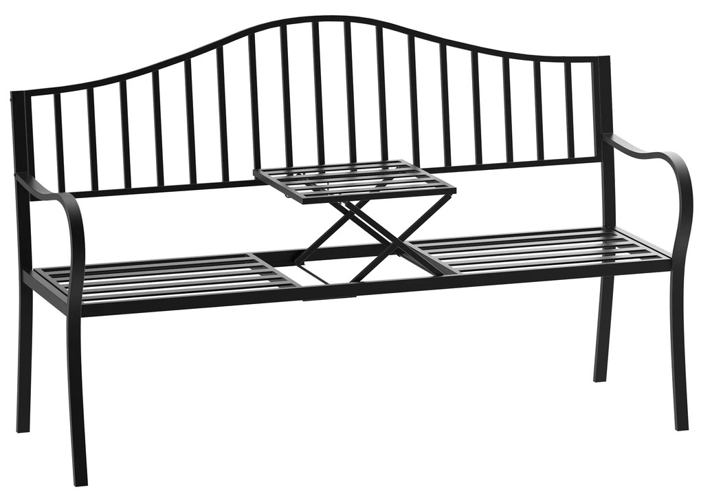 Outsunny Bancuta de Gradina In Fier Forjat cu Dungi Negru | Aosom Romania