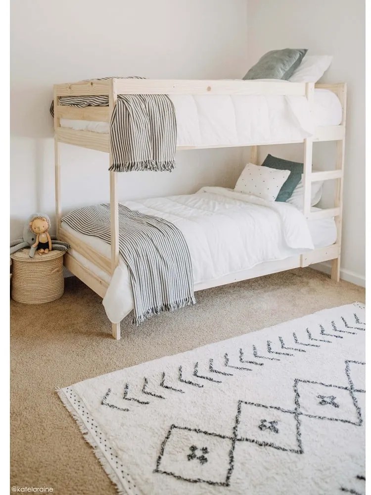 Covor crem lavabil/țesut manual din bumbac 170x120 cm Bereber Rhombs – Lorena Canals