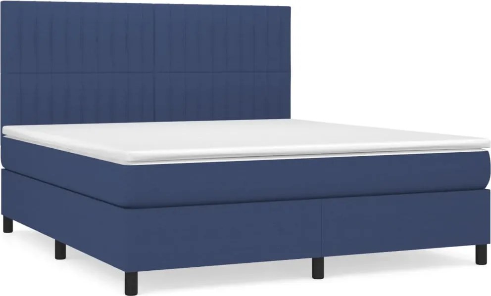 vidaXL Pat box spring cu saltea, albastru, 180x200 cm, material textil