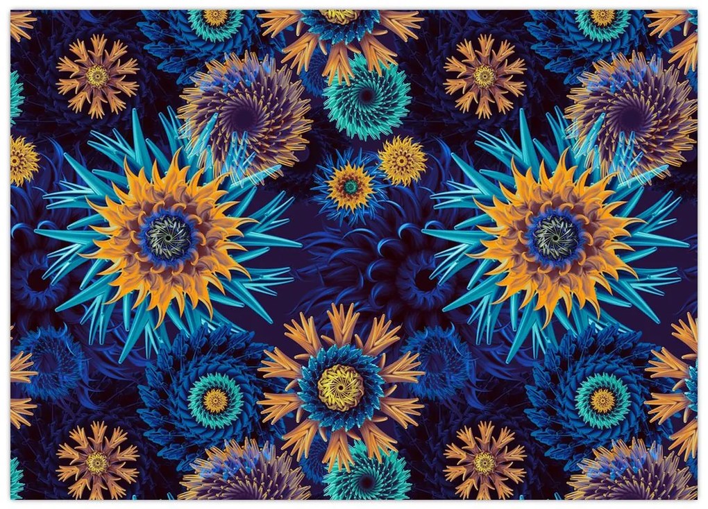 Tablou pe sticlă - 3D flori (70x50 cm)
